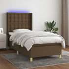 Boxspring 80x200 cm donkerbruin met matras en LED