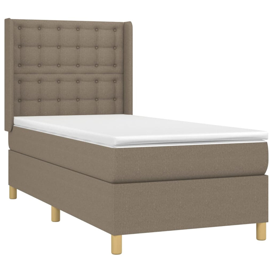 Boxspring Met Matras En Led Stof 80X200 Cm Taupe 90 x 200 cm Knopen