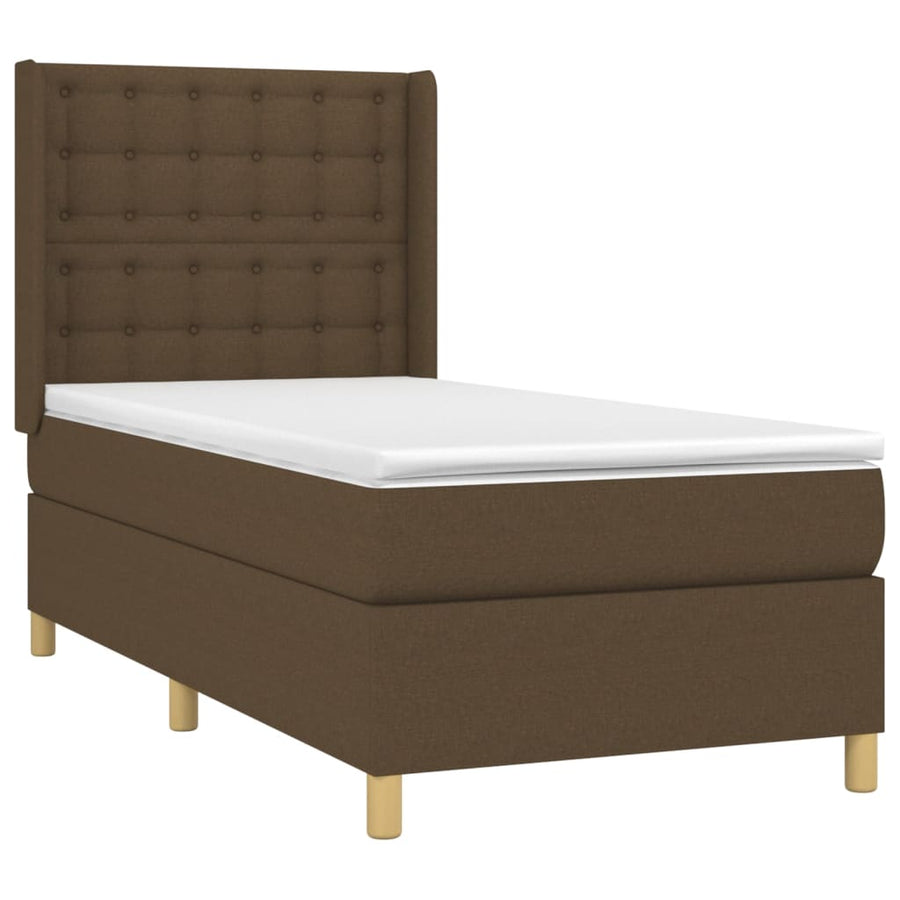 Boxspring Met Matras En Led Stof Donkerbruin 100X200 Cm Donkerbruin 100 x 200 cm Knopen