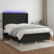 Box spring with mattress and black LED fabric 140x190 cm