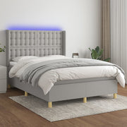 Boxspring 140x200 cm lichtgrijs met matras en LED