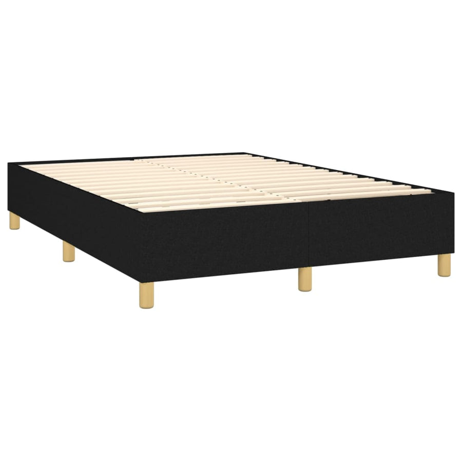 Boxspring Met Matras En Led Stof Zwart 140 x 200 cm Knopen