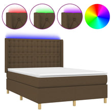 Boxspring Met Matras En Led Stof Donkerbruin 140 x 200 cm Knopen