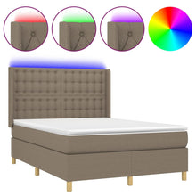Boxspring Met Matras En Led Stof Taupe 140 x 200 cm Knopen