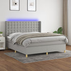 Boxspring Met Matras En Led Stof Lichtgrijs 160 x 200 cm Knopen