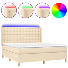 Boxspring Met Matras En Led Stof Kleurig Crème 160 x 200 cm Knopen