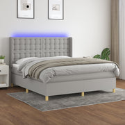Boxspring 180x200 cm lichtgrijs met matras en LED