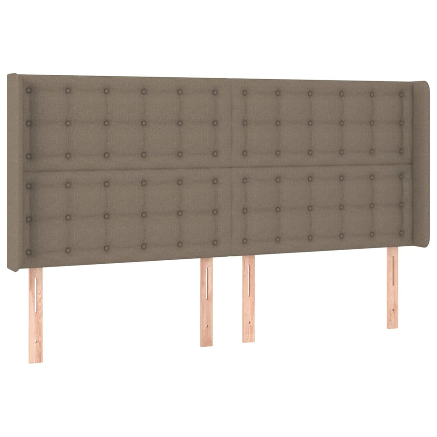 Boxspring Met Matras En Led Stof Taupe 200X200 Cm Taupe 200 x 200 cm Knopen