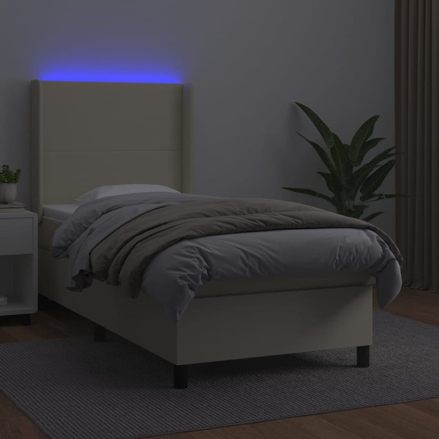 Boxspring Met Matras En Led Kunstleer Kleurig 80 x 200 cm