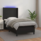 Boxspring Met Matras En Led Kunstleer Zwart 90 x 190 cm Effen ontwerp