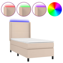 Boxspring Met Matras En Led Kunstleer Cappuccinokleur 90X200 Cm 90 x 200 cm Effen ontwerp