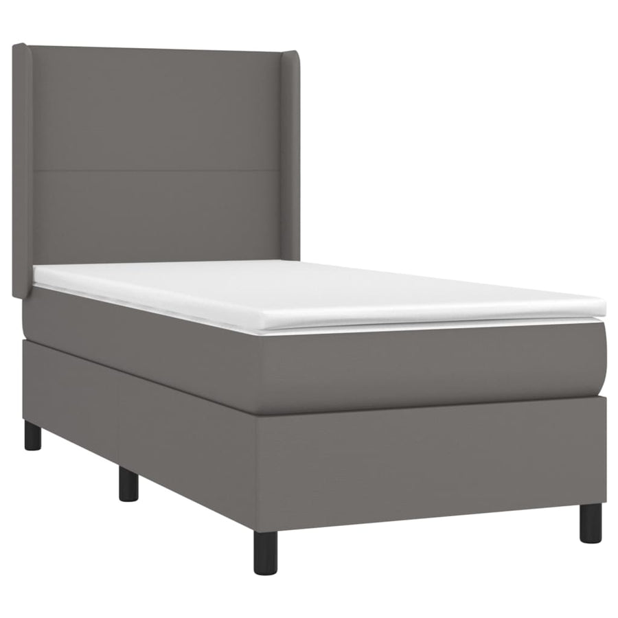 Boxspring Met Matras En Led Kunstleer Grijs 100 x 200 cm Effen ontwerp