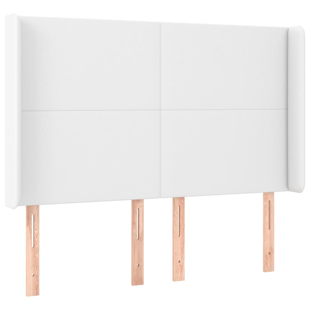 Boxspring Met Matras En Led Kunstleer Zwart Wit 140 x 190 cm Effen ontwerp