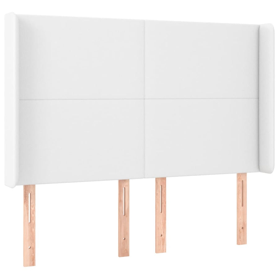 Boxspring Met Matras En Led Kunstleer Zwart Wit 140 x 190 cm Effen ontwerp
