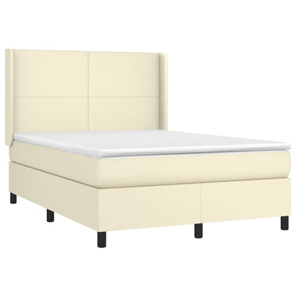 Boxspring met matras en LED kunstleer crèmekleurig 140x190 cm