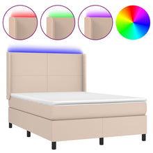 Boxspring Met Matras En Led Kunstleer Kleur 140X190Cm Cappuccino 140 x 190 cm Effen ontwerp