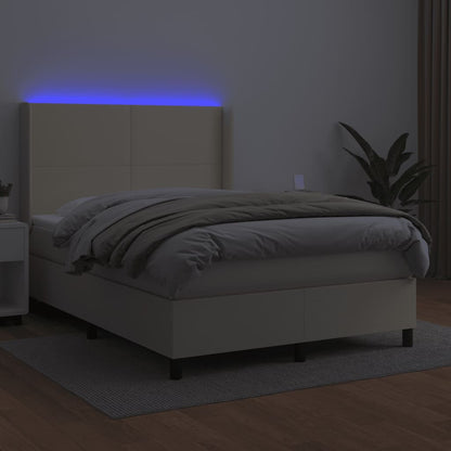 Boxspring Met Matras En Led Kunstleer Kleurig 140 x 200 cm