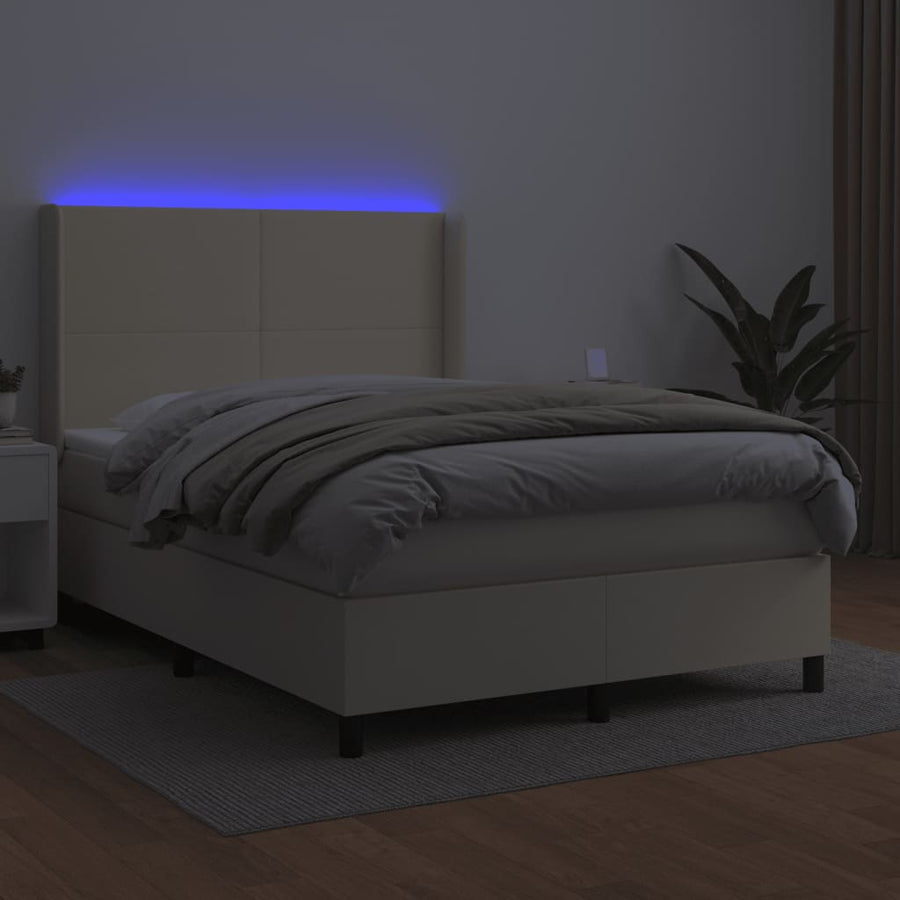 Boxspring Met Matras En Led Kunstleer Kleurig 140 x 200 cm
