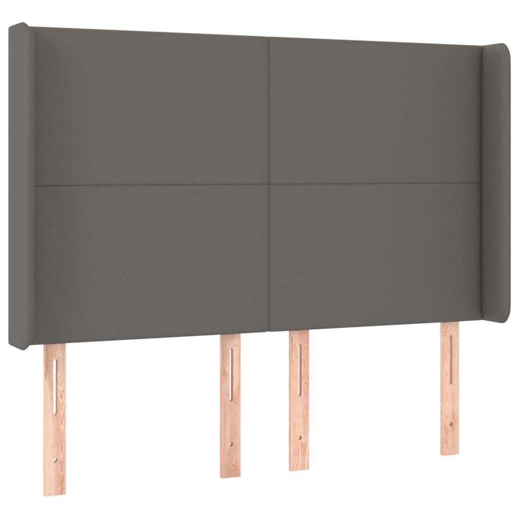 Boxspring Met Matras En Led Kunstleer Grijs 140 x 200 cm Effen ontwerp