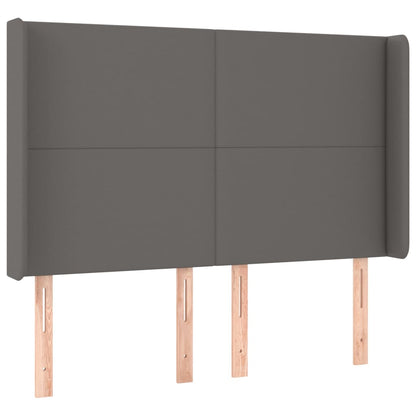 Boxspring Met Matras En Led Kunstleer Grijs 140 x 200 cm Effen ontwerp