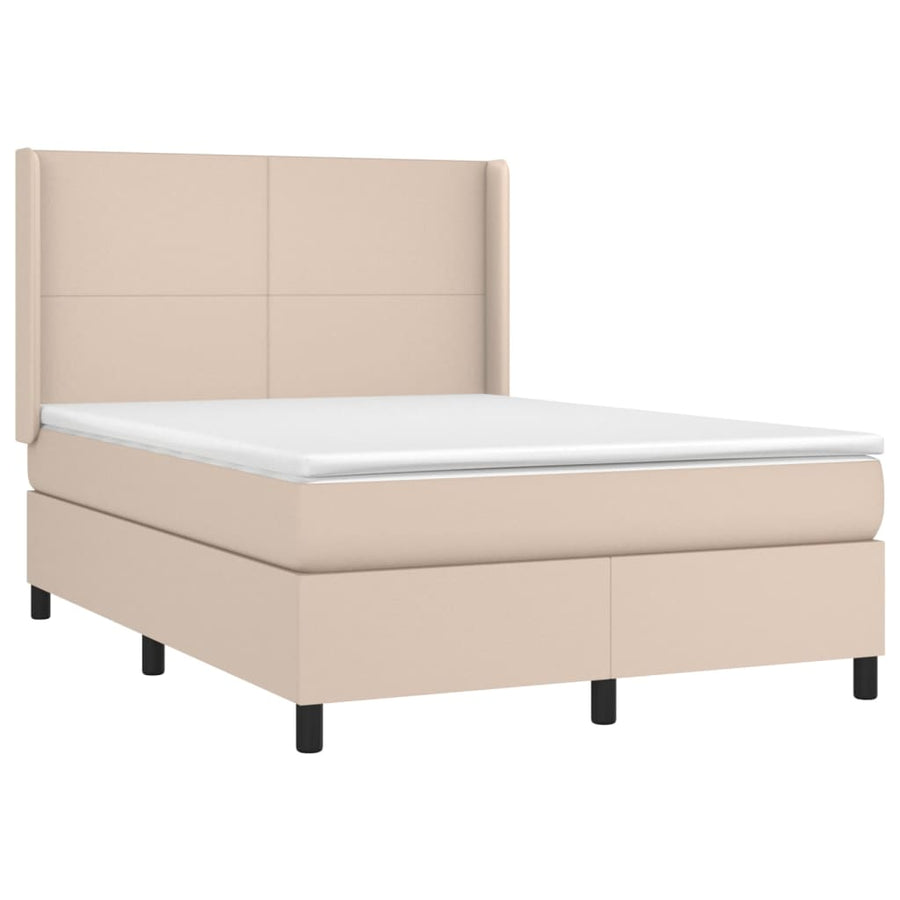 Boxspring Met Matras En Led Kunstleer Kleur 140X200Cm Cappuccino 140 x 200 cm Effen ontwerp