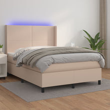 Boxspring Met Matras En Led Kunstleer Kleur 140X200Cm Cappuccino 140 x 200 cm Effen ontwerp