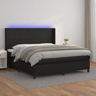 Boxspring Met Matras En Led Kunstleer Zwart 160 x 200 cm Effen ontwerp