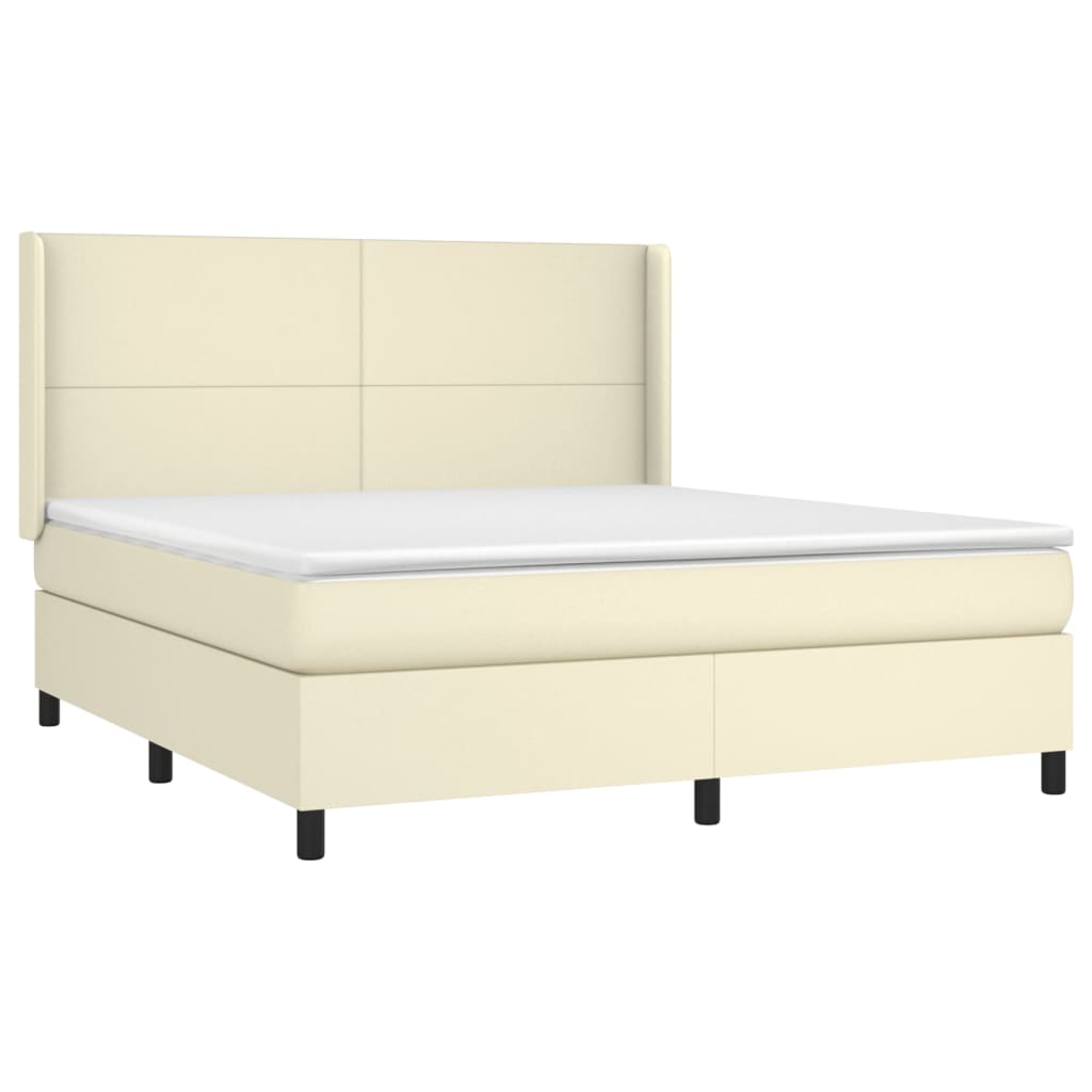 Boxspring met matras en LED kunstleer crèmekleurig 160x200 cm