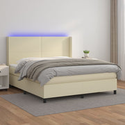 Boxspring 160x200 cm crèmekleurig kunstleer met matras led