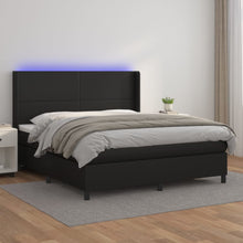 Boxspring Met Matras En Led Kunstleer Zwart 180 x 200 cm Effen ontwerp