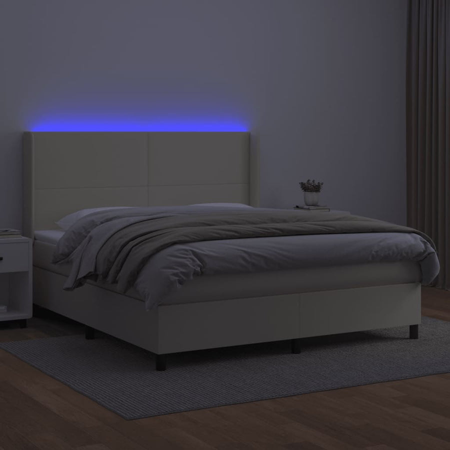 Boxspring Met Matras En Led Kunstleer Kleurig 180 x 200 cm