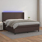 Boxspring Met Matras En Led Kunstleer 180 x 200 cm Bruin Effen ontwerp