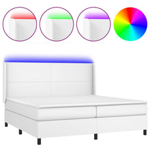Boxspring Met Matras En Led Kunstleer Wit 200 x 200 cm Effen ontwerp