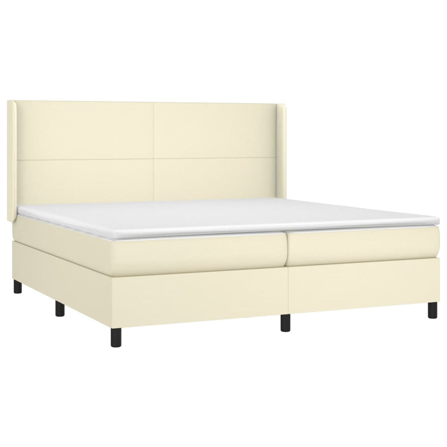 Boxspring met matras en LED kunstleer crèmekleurig 200x200 cm
