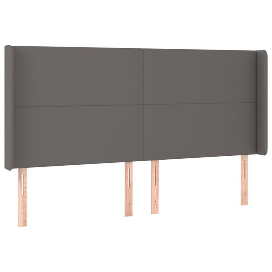 Boxspring Met Matras En Led Kunstleer Grijs 200 x 200 cm Effen ontwerp