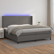Boxspring met matras en LED 200x200 cm grijs kunstleer