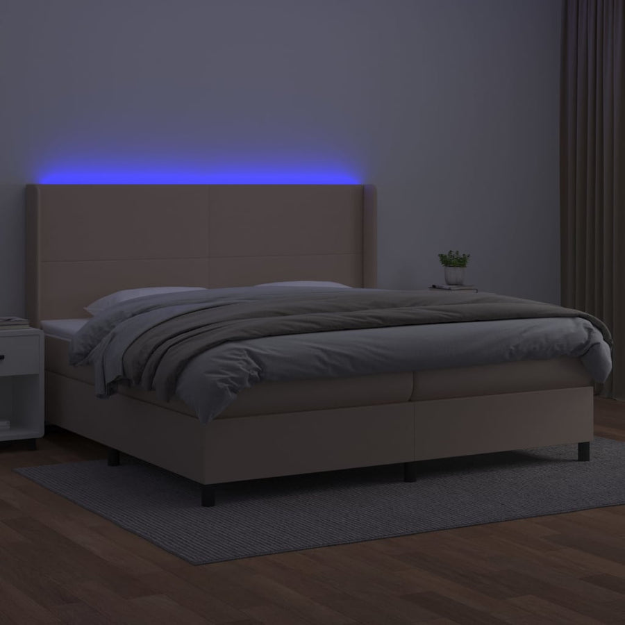 Boxspring Met Matras En Led Kunstleer Kleur 200X200Cm 200 x 200 cm