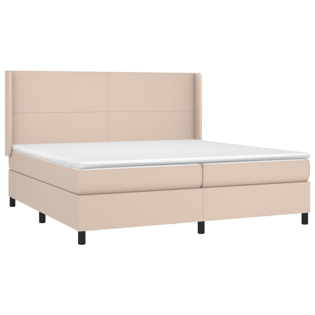 Boxspring Met Matras En Led Kunstleer Kleur 200X200Cm 200 x 200 cm