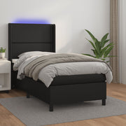 Boxspring met matras 90x200 cm zwart kunstleer LED