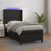Boxspring met matras 100x200 cm zwart kunstleer LED