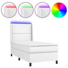Boxspring Met Matras En Led Kunstleer Wit 100 x 200 cm Effen met spijkers