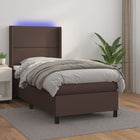 Boxspring met matras en LED kunstleer bruin 100x200 cm 100 x 200 cm Bruin