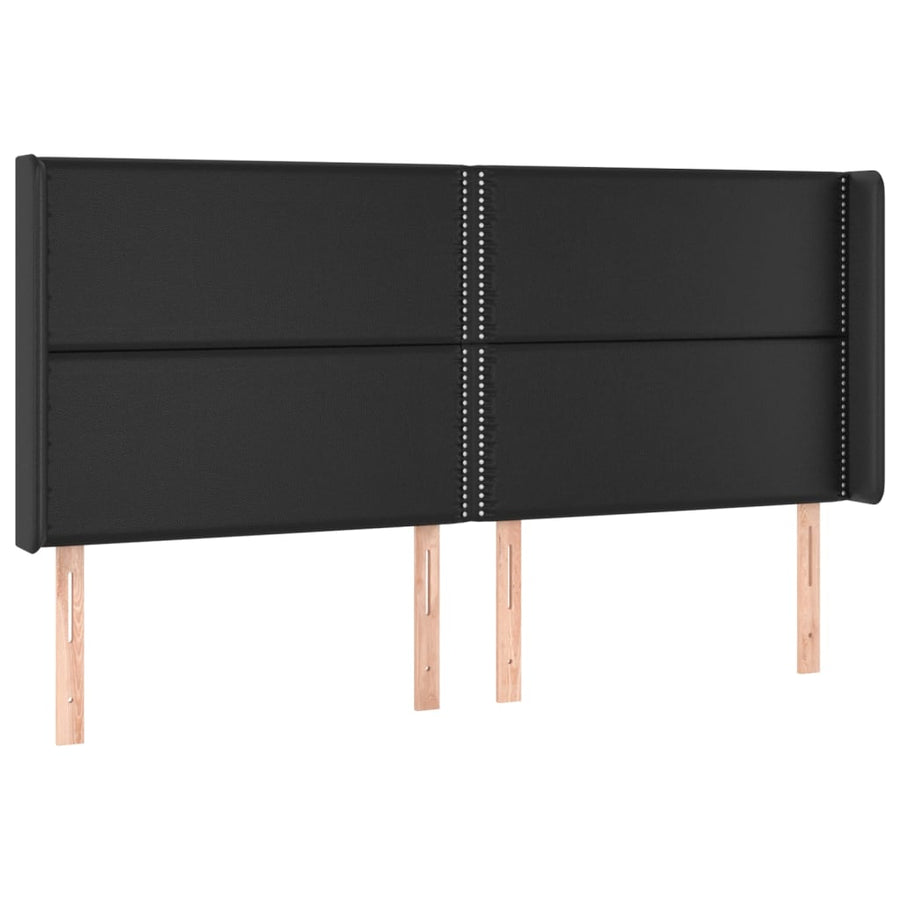 Boxspring Met Matras En Led Kunstleer Zwart 180 x 200 cm Effen met spijkers