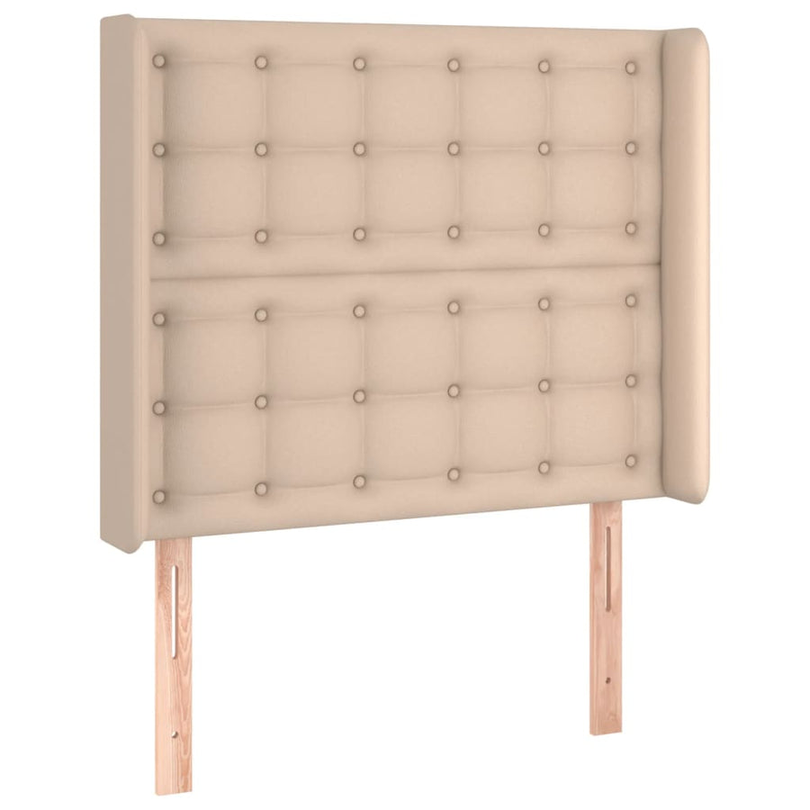 Boxspring Met Matras En Led Kunstleer Cappuccinokleur 90X190 Cm 90 x 190 cm Knopen