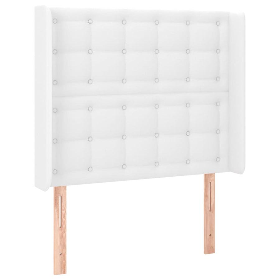 Boxspring Met Matras En Led Kunstleer Wit 90 x 200 cm Knopen