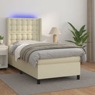 Boxspring met matras 90x200 cm crèmekleurig kunstleer