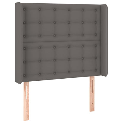 Boxspring Met Matras En Led Kunstleer Grijs 90 x 200 cm Knopen