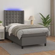Boxspring 100x200 cm grijs met matras en LED
