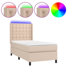 Boxspring Met Matras En Led Kunstleer Kleur 100X200Cm Cappuccino 100 x 200 cm Knopen