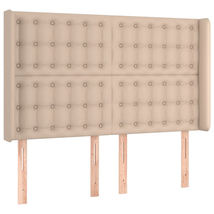 Boxspring Met Matras En Led Kunstleer Kleur 140X190Cm Cappuccino 140 x 190 cm Knopen
